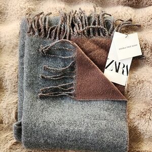 Zara Reversible Scarf in Charcoal and Cocoa